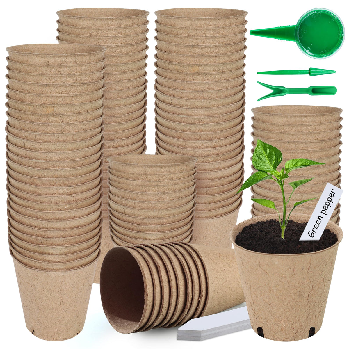 120 Pack 3.15 Inch Peat Pots Plant Starters For Seedling Seed Starter Pots Kits With 30 Labels Germination Nursery Planting Peat