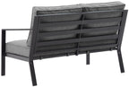Crosley Furniture Clark Outdoor Sectional Right Side Loveseat, 2-Person Patio Couch For Deck, Backyard, Matte Black With Charcoal Cushions