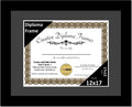 Creative Picture Frames 12x17 Classic Black Diploma Frame with Black Mat Glass Easel and Installed Wall Hangers | Frame Holds 16