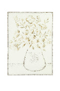 Creative Co-Op Embossed Metal Wall Art with Flowers in Vase, Distressed White