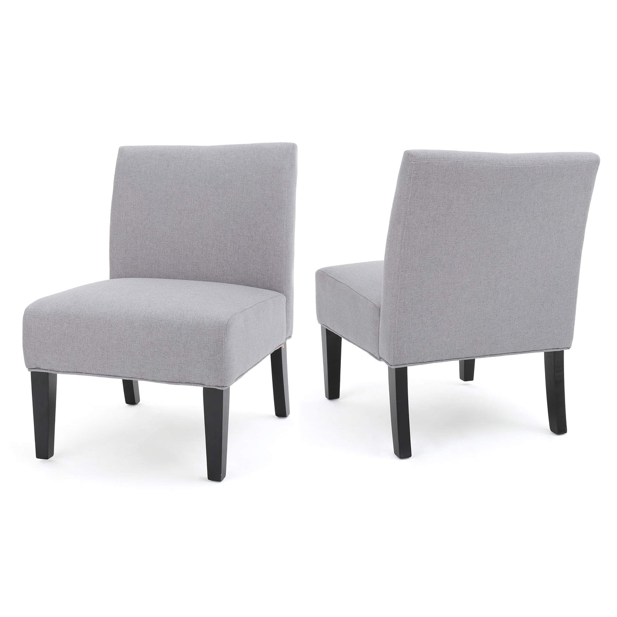 Christopher Knight Home Kassi Fabric Accent Chairs, 2-Pcs Set, Rubber, Light Grey