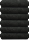ARC HOME Bath Towels Set of 6 - Medium Size 24x48 Inches - 100% Cotton Terry - Soft, Quick Dry & Absorbent - Charcoal Grey Bathr