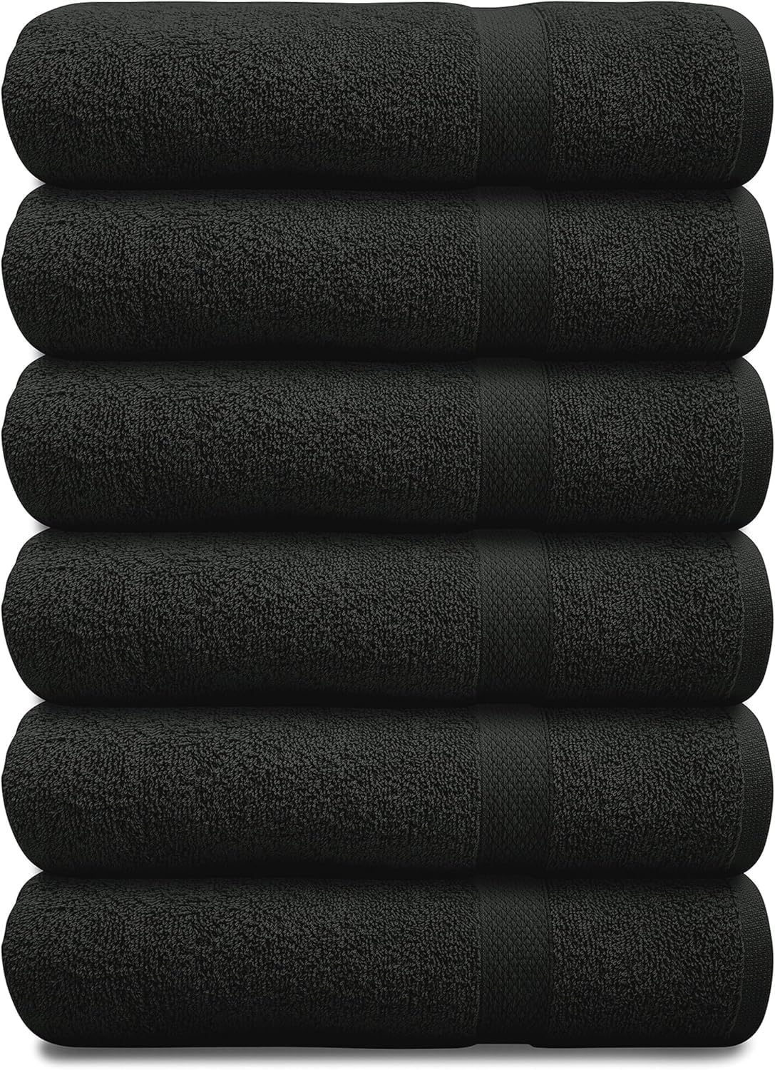 ARC HOME Bath Towels Set of 6 - Medium Size 24x48 Inches - 100% Cotton Terry - Soft, Quick Dry & Absorbent - Charcoal Grey Bathr