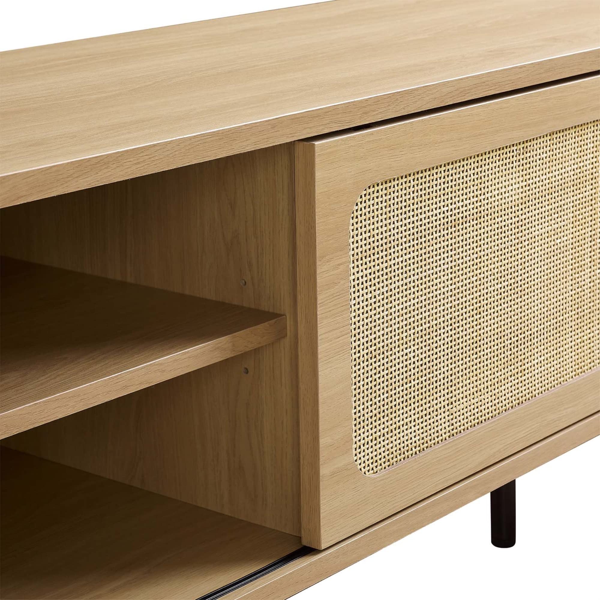 Modway Cambria Rattan and Particleboard TV Stand for TVs up to 60" in Oak