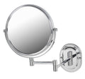 JERDON Two-Sided Wall-Mounted Makeup Mirror - Makeup Mirror with 7X Magnification & Wall-Mount Arm - 8-Inch Diameter Mirror with