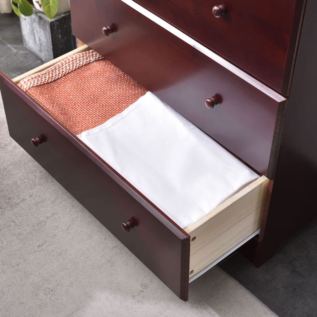 Woodpeckers Furniture And Mattress Solid Pine Chest Dresser 5 Drawers (Mahogany)