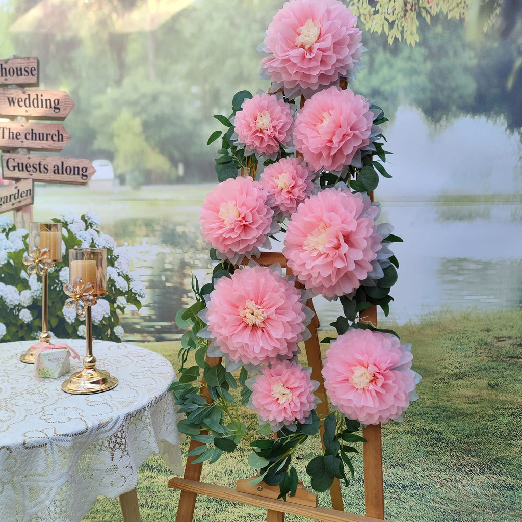 Mybbshower Paper Flower Decorations For Wall Backdrop Girld Nursery Wall Decor Wedding Bridal Shower Rooms Pink Grey Sizes 11''