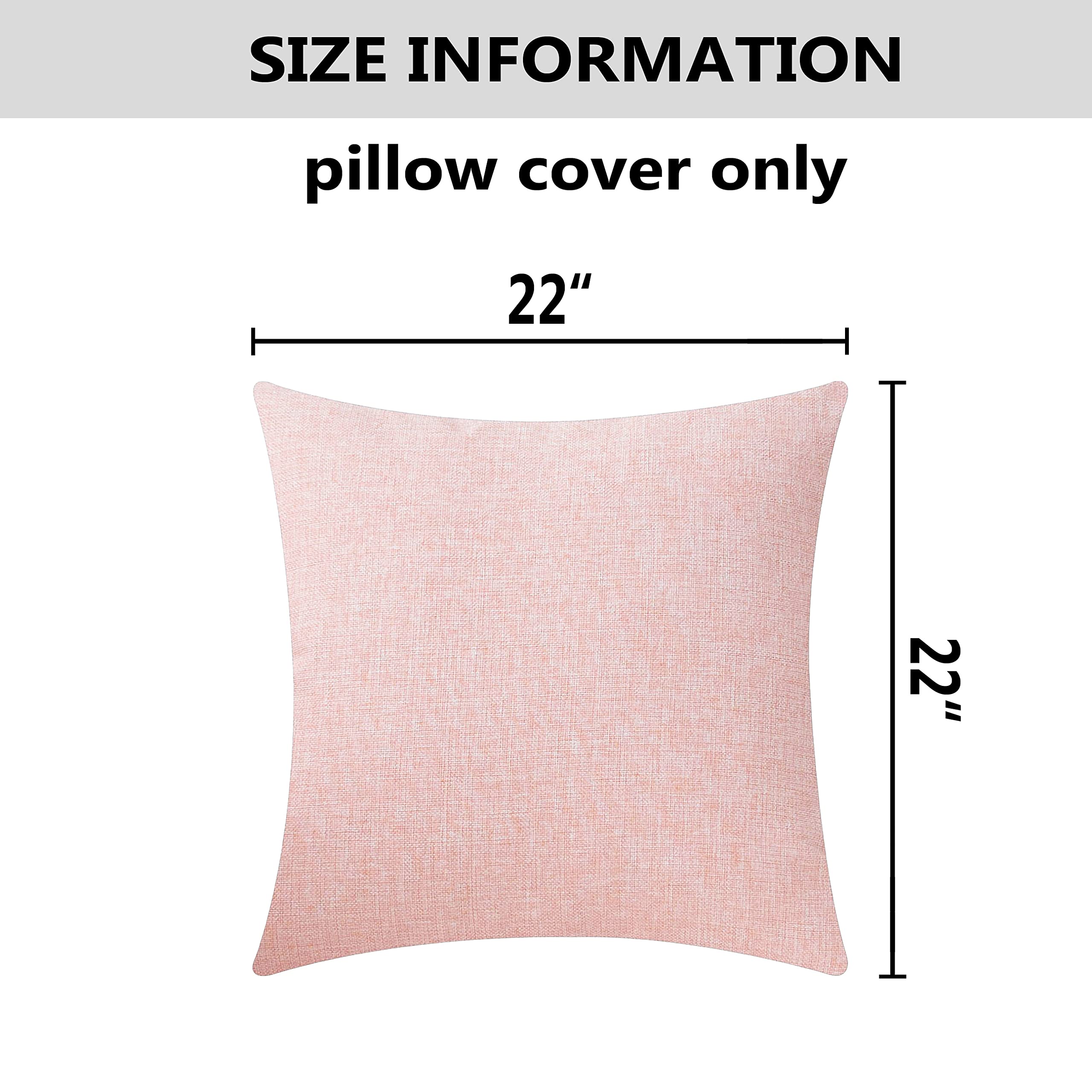 Home Brilliant Set Of 2 Decorative Accent Pillow Covers For Couch Cushion Covers For Living Room, 55X55Cm, Baby Pink