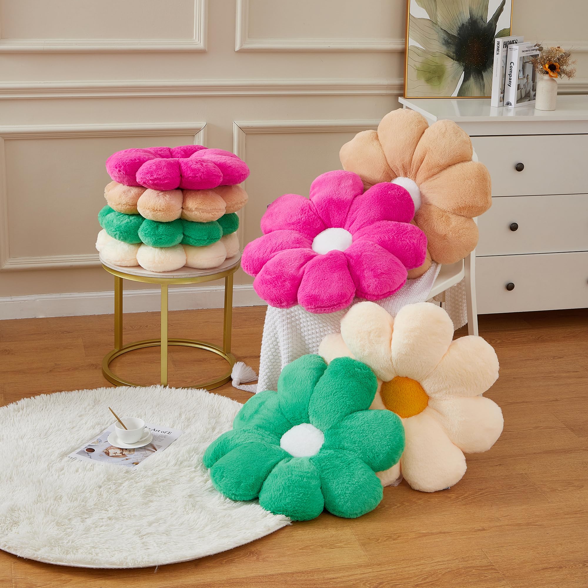 Ailive 17.7In Cute Deep Pink Daisy Flower Shaped Kids Throw Pillow Flower Throw Pillow Floor Pillow Cushion Sunflower Pillow Dec