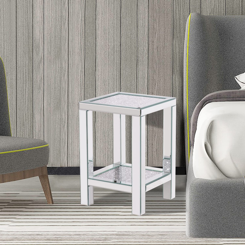 Better Home Products Mirrored Nightstand, Mirrored Bedside Table End Table Nightstand