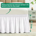 Biscaynebay Wrap Around Bed Skirts For Full & Full Xl Beds 11' Short Drop, White Adjustable Elastic Dust Ruffles Easy Fit Wrinkle Resistant Silky Luxurious Fabric Machine Washable