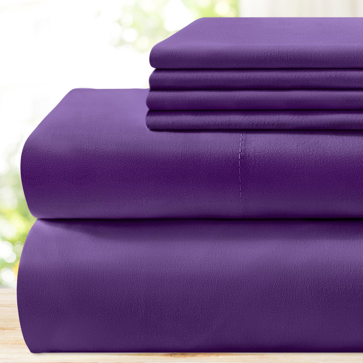Bysure 6 Pieces Bed Sheets Set(Full, Eggplant Purple) - Hotel Luxury Super Soft 1800 Thread Count 100% Microfiber Sheets With De