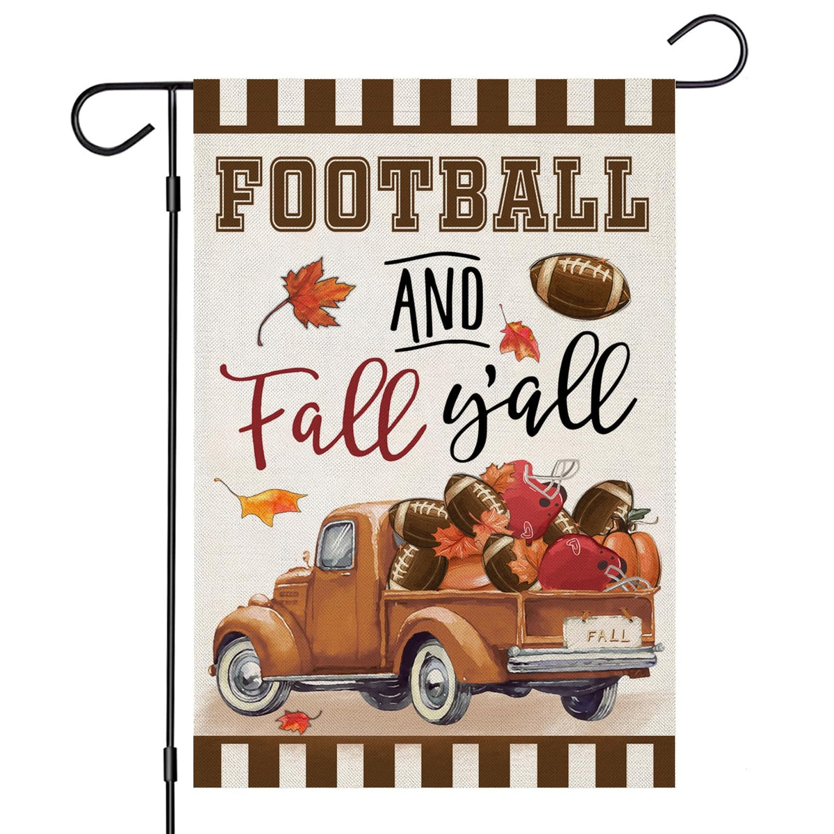 Welcome Thanksgiving Fall Garden Flags For Outside Decorations, Football And Fall Y'All Truck With Maple Leaves Small Yard Flag,