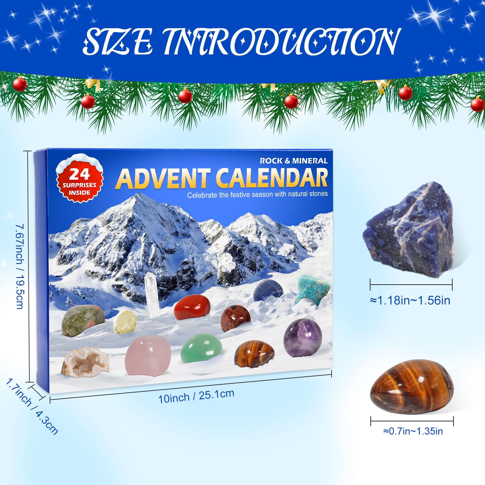 Pukamam Crystal Advent Calendar 2024 Rock Minerals & Fossils Collection 24 Day Christmas Countdown Calendars For Kids Adult
