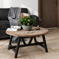 COZAYH Rustic Farmhouse Coffee Table with Geometric Base, French Country Accent Table for Family, Dinning or Living Room, Modern