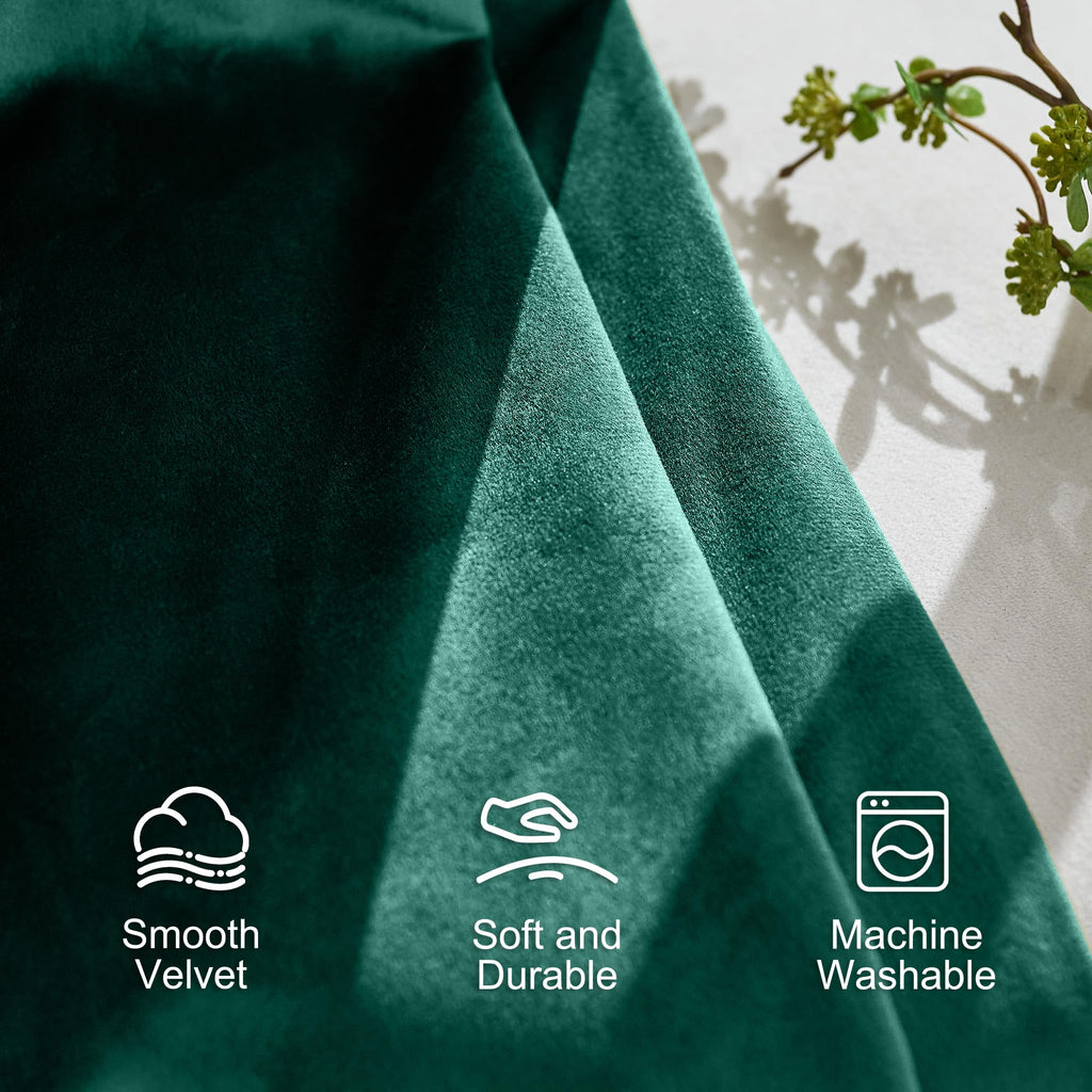 Lazzzy Blackout Velvet Curtains Green Thermal Insulated Curtains 96 Inch Long Drapes For Bedroom Living Room Darkening Window Treatments Grommet Living Room Curtains Set Of 2 Panels Emerald Green