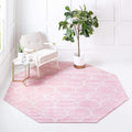 Unique Loom Trellis Frieze Collection Area Rug - Rounded (7 10 Octagon, Light Pink/ Ivory)