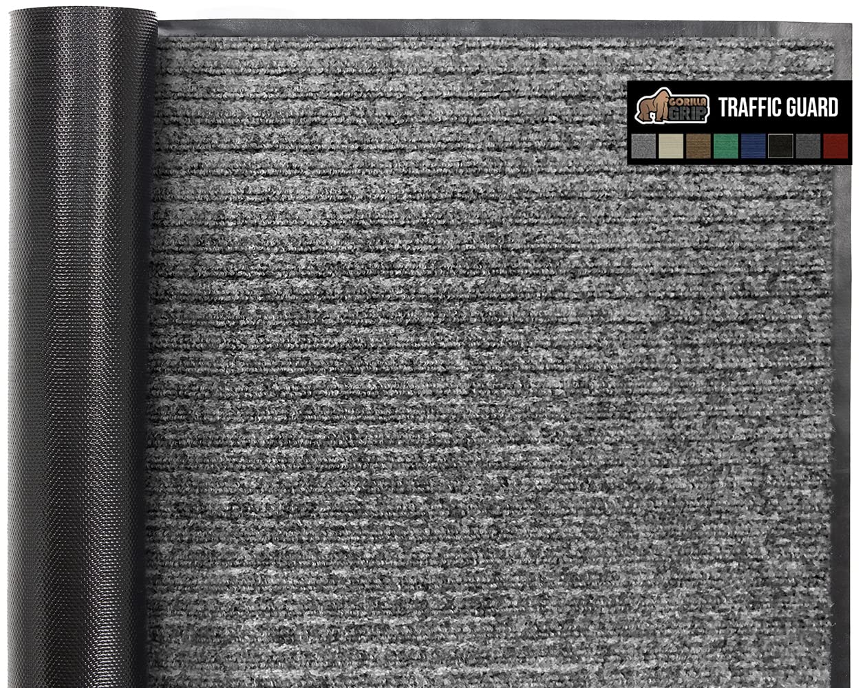 Gorilla Grip Waterproof Heavy Duty Traffic Guard Doormat, Stain And Fade Resistant, Durable Rubber, Low Profile Door Mat, Shoe Scraper, Welcome Mats For Entry, 35X23, Gray