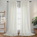 Cream Natural Linen Curtains 90 Inch Length 2 Panel Set For Living Room Dining Back Tab Rod Pocket Pinch Pleated Window Curtain