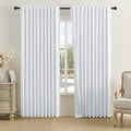 Dualife 100% Linen Blackout Curtains For Ceiling Track System Back Tab, Loop Pocket Curtains 84 Inch Wide Pinch Pleated Drapes F
