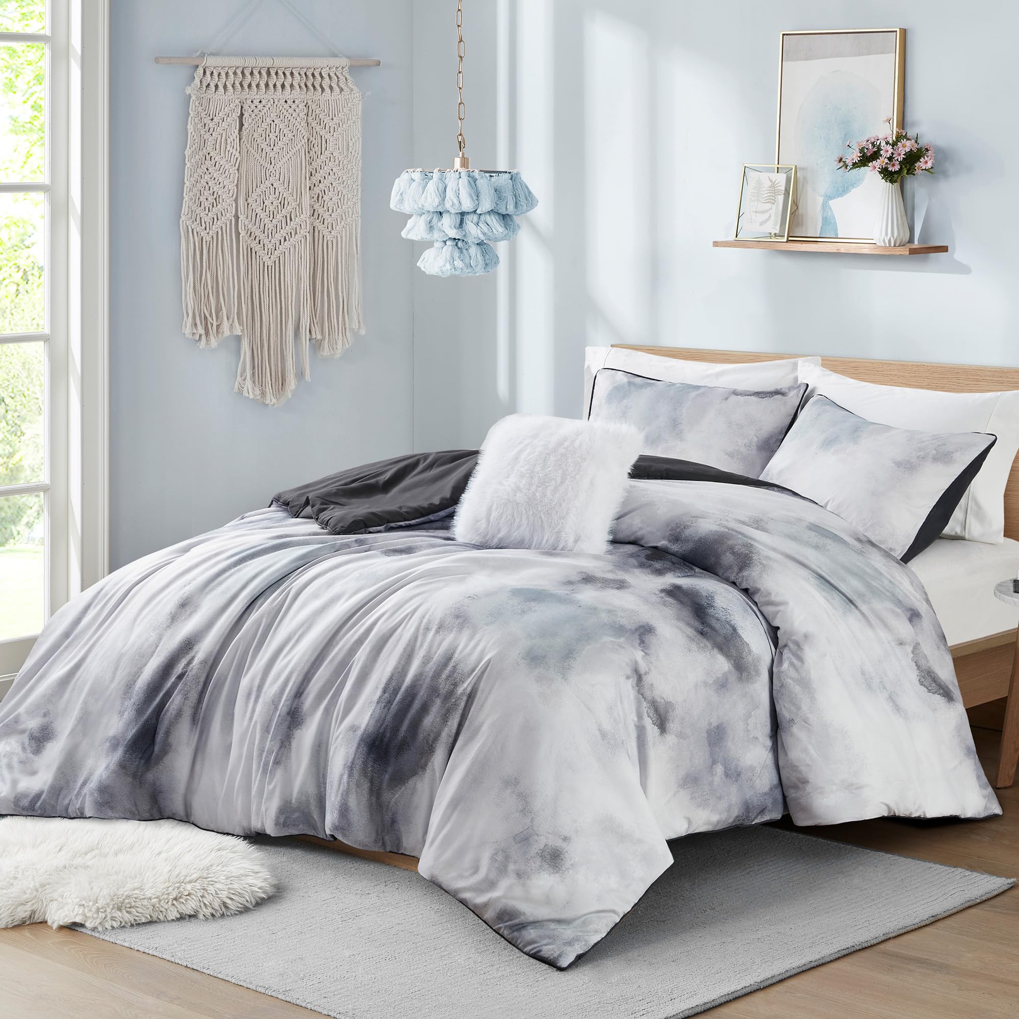 Intelligent Design Duvet Cover Twin Bedding Sets for Girls & Boys Watercolor Tie Dye Twin Duvet Cover Set Kids, Microfiber Twin 