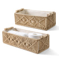 Mkono Macrame Storage Baskets Boho Decor Box Handmade Woven Decorative Countertop Toilet Tank Shelf Cabinet Organizer for Bedroo