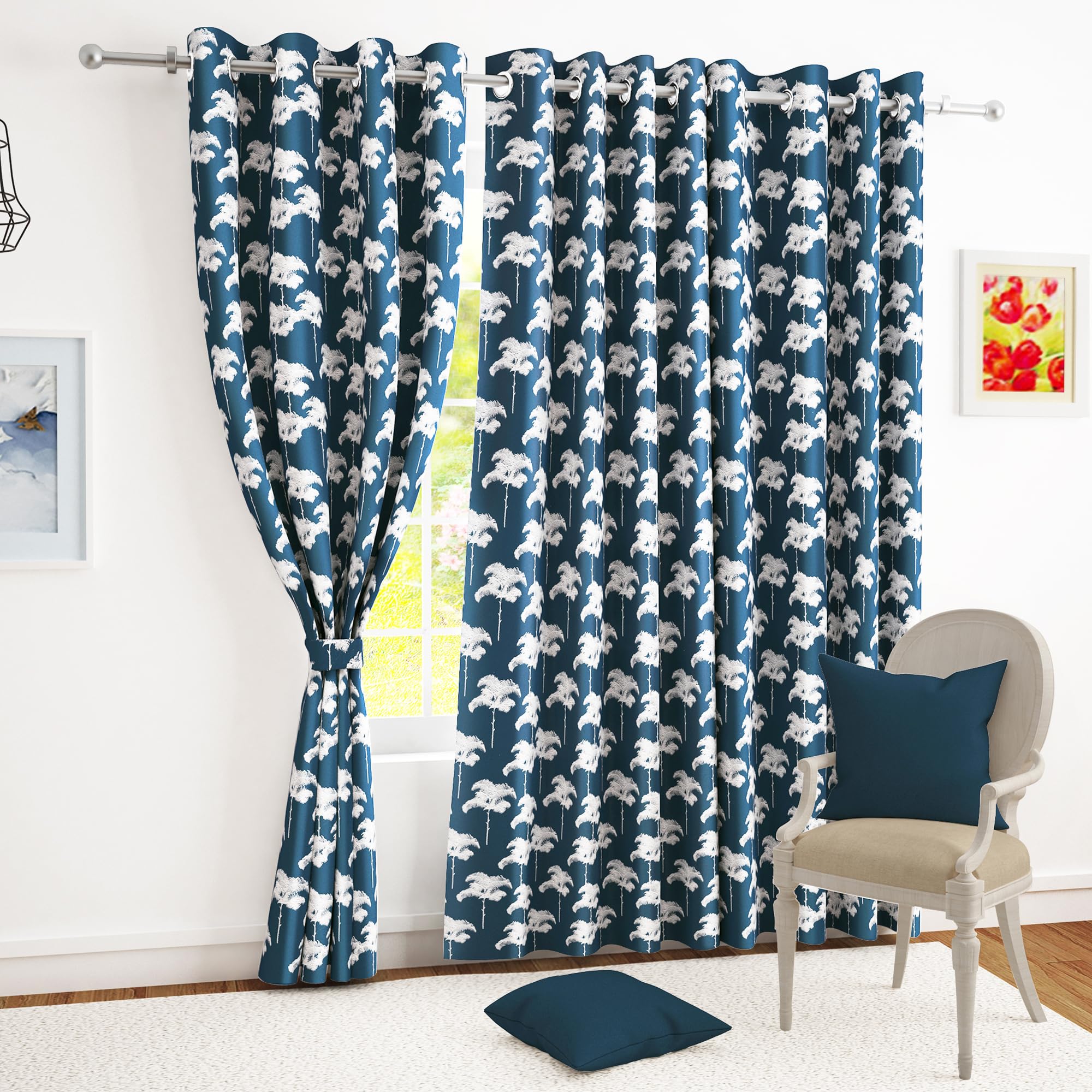 Story@Home Window Curtains 5 Feet Set Of 3 | Room Darkening Curtains | Floral Printed | Thermal Insulated | Curtain For Living R
