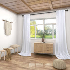 Koufall 92 Inch Curtains For Living Room,Light Filtering Farmhouse Boho Linen White Semi Sheer Curtain Drapes 92 Inches Long For Bedroom 2 Panels Set