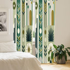 Ambesonne Mid Century Modern Curtains, Abstract Circles Leaves And Stripes In Nature Color Palette, Window Treatments 2 Panel Se
