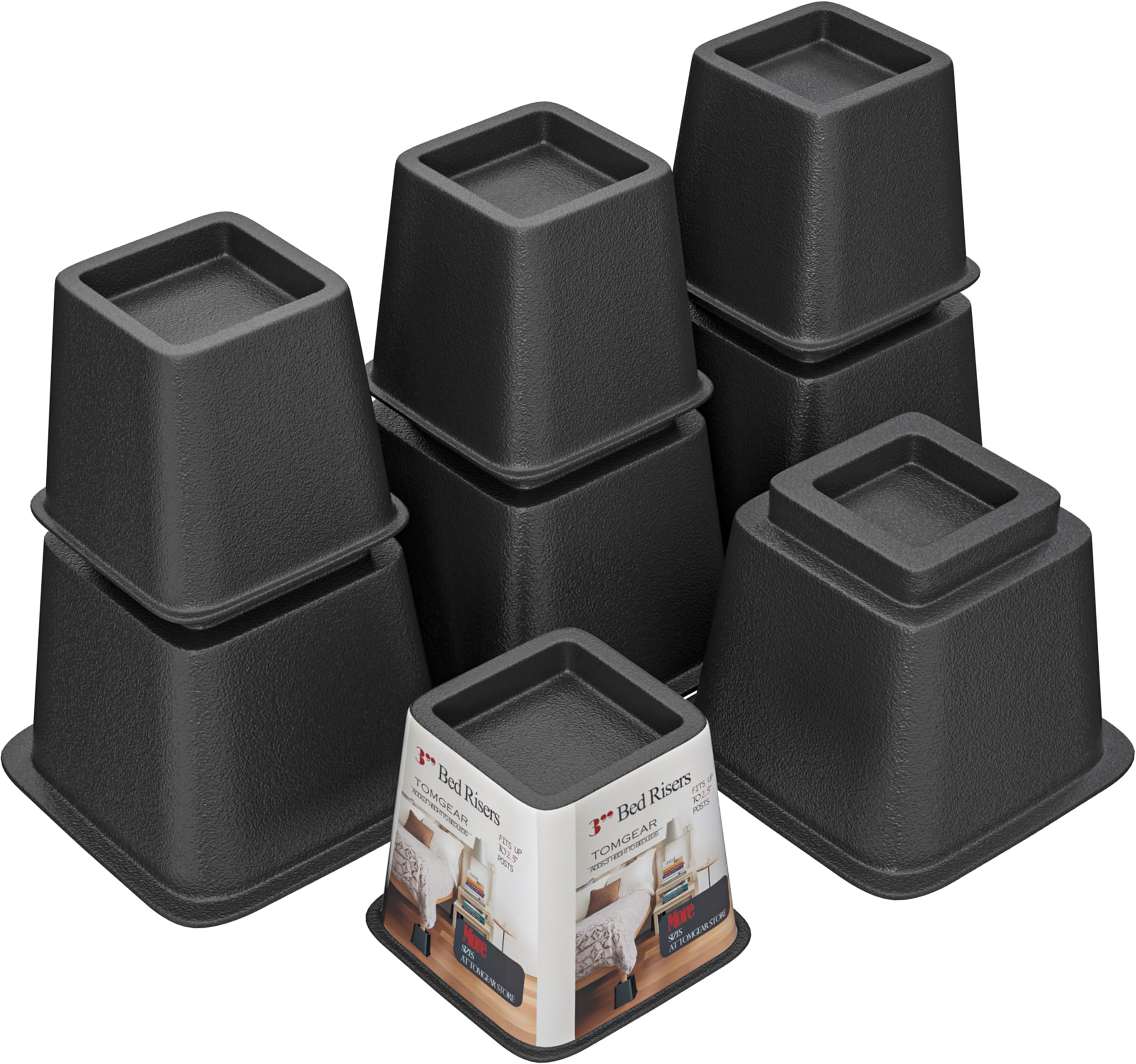 TomGear Bed Risers 8 inch, Heavy Duty Bed Lifts in Heights of 3, 5 or 8 Inches, Stackable Risers for Sofa, Couch, Chair, Desk, S