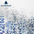 Awert Shower Curtain Plants For Bathroom,Waterproof Quick-Drying Blue Leaves Shower Curtain Set With Hooks 72X84 Inch