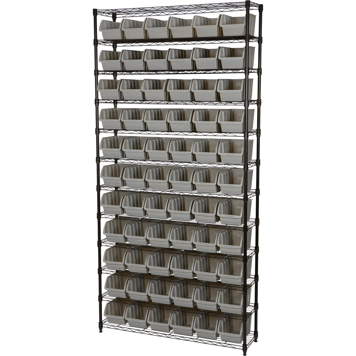 Strongway 12Tier Wire Shelving with 66 Bins, 39.5in.L x 80.5in.H