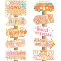 Jecery 20 Pcs Two Groovy Party Decorations Retro Hippie Boho Party Signs 60s Retro Decor Groovy Party Decorations Boho Hippie W