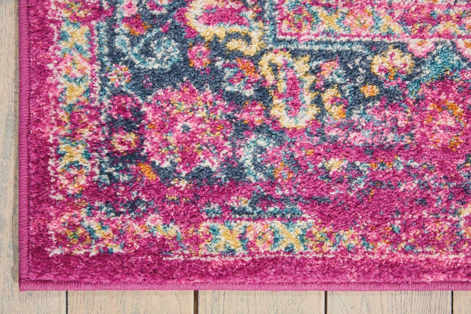 Nourison Passion Fuchsia 3'9' X 5'9' Area Rug, Boho, Traditional, Easy Cleaning, Non Shedding, Bed Room, Living Room, Hallway, (4' X 6')