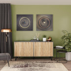 Sideboard Buffet Cabinet with Storage, 55" Kitchen Storage Cabinets with 4 Doors and Shelves (Dark Gray & Natural)