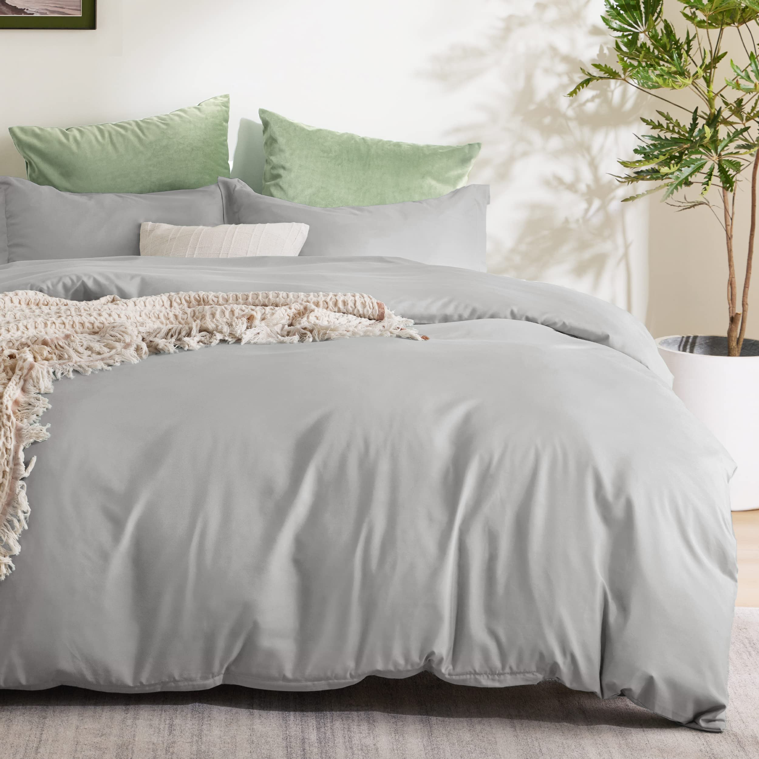 Bedsure Twin/Twin Xl Duvet Cover Kids - Soft Double Brushed Duvet Cover Twin, 2 Pcs, Includes 1 Silver Grey Kids' Duvet Cover (6