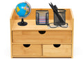 Royalhouse Premium Natural Bamboo Desktop Organizer, Attractive Design 3 Tier, Table Top Storage For Documents & Office Supplies