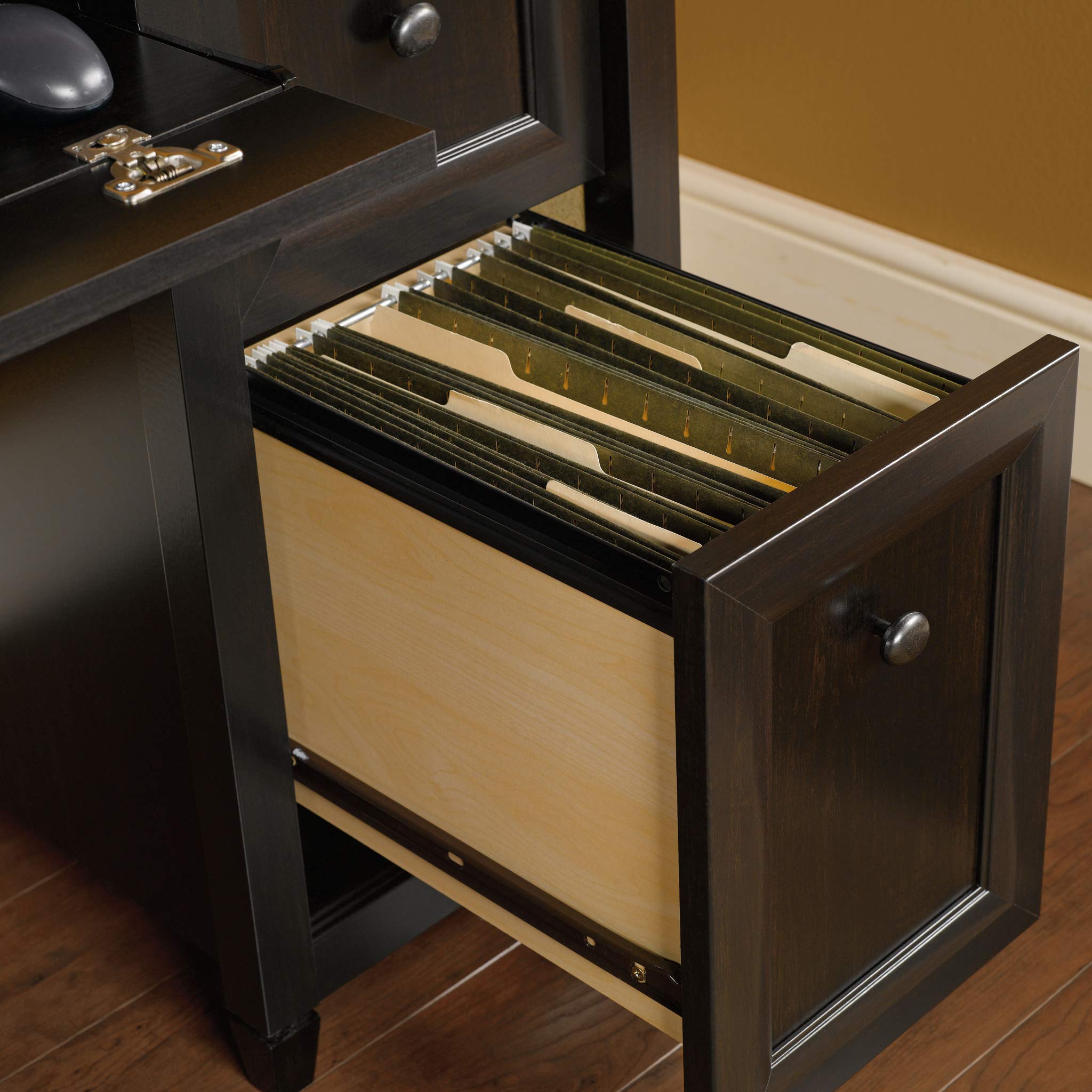 Sauder Edge Water Computer Desk With Storage Drawers, Home Office, L: 59.06' X W: 23.23' X H: 29.02', Estate Black