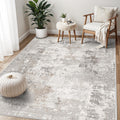 Washable 5x7 Area Rug - Modern Abstract Rugs for Living Room Neutral Soft Faux Wool Carpet for Bedroom Non Slip Backing Stain Re