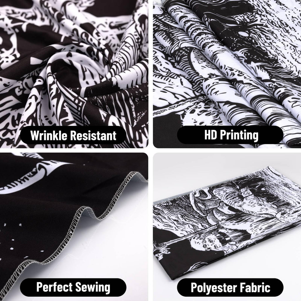 Apdidl Black And White Goth Skull Tapestry For Bedroom, Gothic Skeleton Halloween Wall Tapestries Aesthetic, Horror Ghost Rider