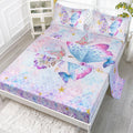 Datura Home Bedding Fitted Sheet And Flat Sheet Set 4Pcs Butterfly Scales Printed Bedding Set With 1 Flat Sheet And 1 Fitted She