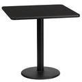 Flash Furniture Stiles 24'' Square Black Laminate Table Top with 18'' Round Table Height Base