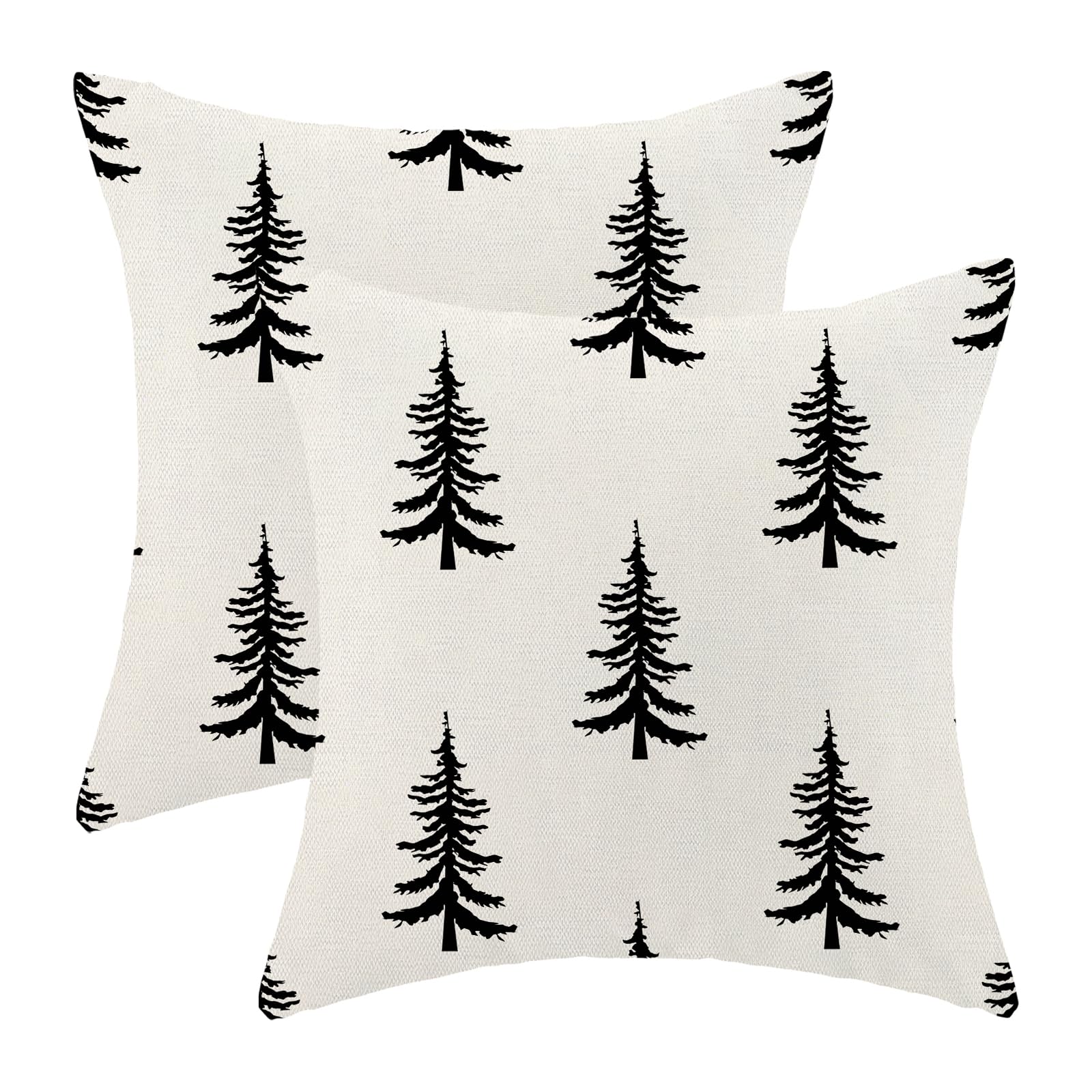 Cxmeifly Christmas Pillow Covers 16X16 Inch Set Of 2 Cream Black Christmas Tree Decor Throw Pillows Winter Xmas Holiday Outdoor