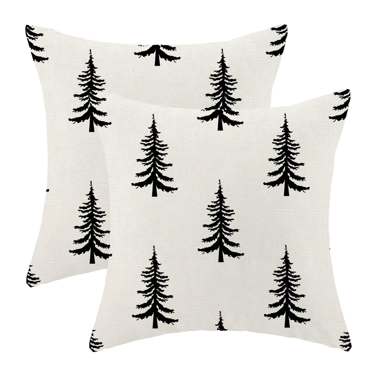 Cxmeifly Christmas Pillow Covers 18X18 Inch Set Of 2 Cream Black Christmas Tree Decor Throw Pillows Winter Xmas Holiday Outdoor