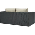 Modway EEI-1851-CHC-BEI Sojourn Wicker Rattan Outdoor Patio Sunbrella Fabric Loveseat in Canvas Antique Beige