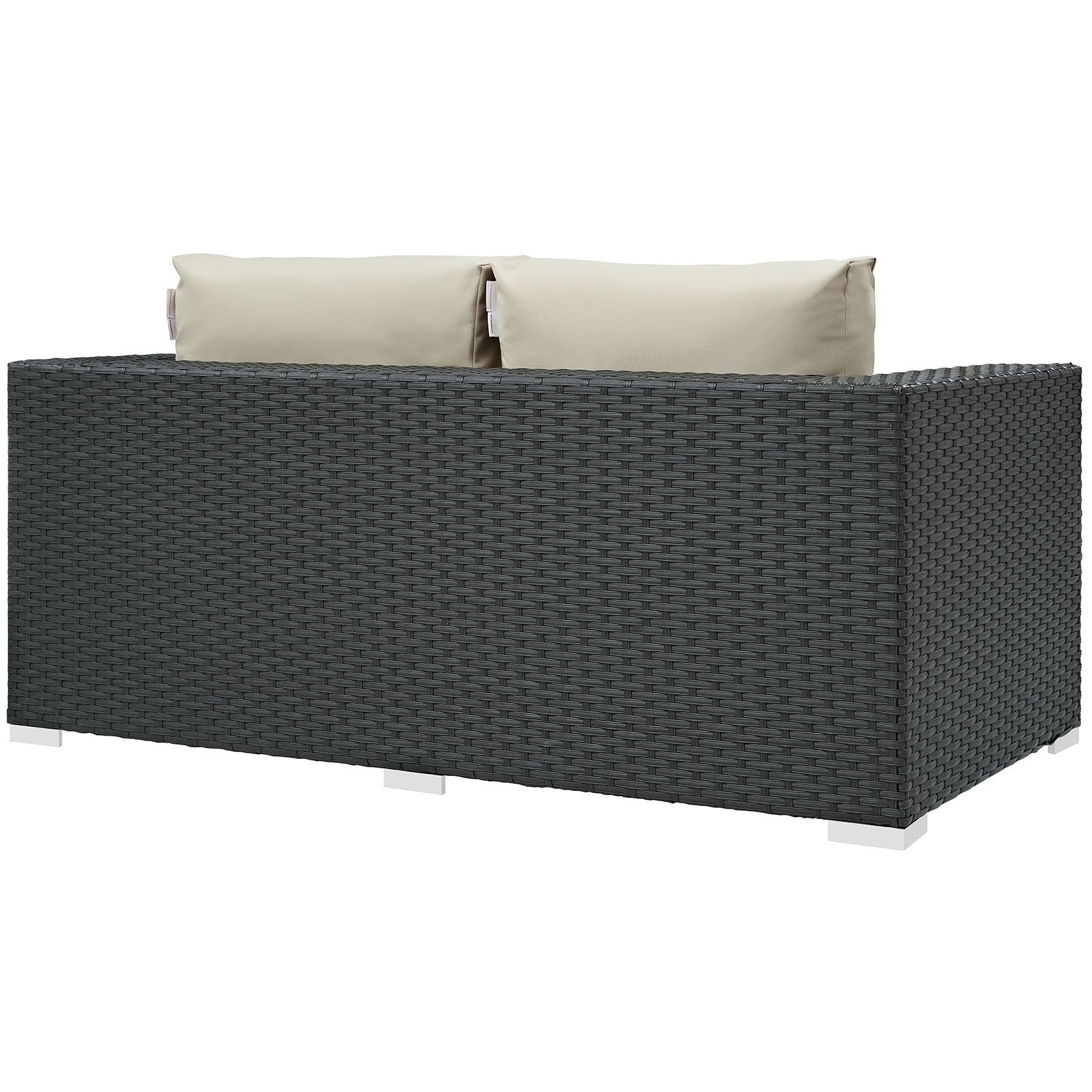 Modway EEI-1851-CHC-BEI Sojourn Wicker Rattan Outdoor Patio Sunbrella Fabric Loveseat in Canvas Antique Beige