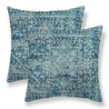 Sunshineyan Teal Boho Pillow Covers 20X20 Set Of 2, Bohemian Carpet Pattern Outdoor Decorative Throw Pillows Linen Ethnic Design