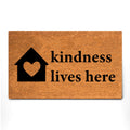 PLUS Haven Coco Coir Door Mat with Heavy Duty Backing, Natural Welcome Kindness Lives Here Doormat, 17.5   x 30    for Entrance,