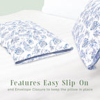 Elegant Comfort Ultra Soft Set Of 2 Floral Print Pillowcases - 1500 Premium Hotel Quality Microfiber, Soft And Smooth Envelope Closure 2-Piece Pillow Covers - King, Paisley Indigo