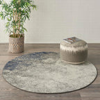 Nourison Passion Charcoal/Ivory 4' X Round Area-Rug, Modern, Abstract, Easy-Cleaning, Non Shedding, Bed Room, Living Room, Dinin